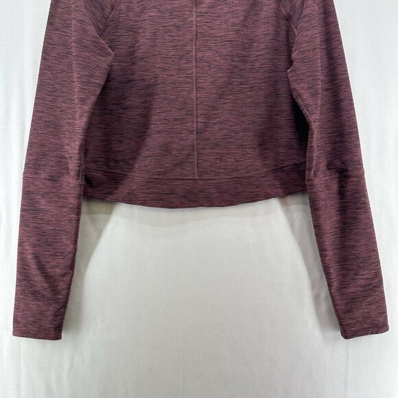 Prana Top Women Sz M Zandra Funnel Neck Crop Long Sleeve Athletic Raisin Heather - Picture 7 of 11